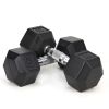 20LB×2piece HDRS Rubber Coated Solid Cast Iron Dumbbell with Contoured Chrome Handle, Hexagon Head