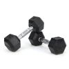 10LB 1-Pair(2pieces)HDRS Rubber Coated Solid Cast Iron Dumbbell with Contoured Chrome Handle, Hexagon Head