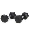 25LB×2piece HDRS Rubber Coated Solid Cast Iron Dumbbell with Contoured Chrome Handle, Hexagon Head