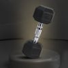 15LB×1piece HDRS Rubber Coated Solid Cast Iron Dumbbell with Contoured Chrome Handle, Hexagon Head