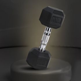 15LB×1piece HDRS Rubber Coated Solid Cast Iron Dumbbell with Contoured Chrome Handle, Hexagon Head