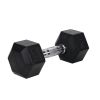 20LB×1piece HDRS Rubber Coated Solid Cast Iron Dumbbell with Contoured Chrome Handle, Hexagon Head