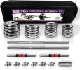 Adjustable Dumbbell Set Home Gym Cast Iron Barbell Sets with Carry Box 110lbs Office Bedroom Workout Dumbbells for Men and Women
