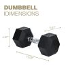 30LB×1piece HDRS Rubber Coated Solid Cast Iron Dumbbell with Contoured Chrome Handle, Hexagon Head