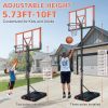 Basketball Hoop 5.73-10FT Height Adjustable Portable Basketball Goal for Indoor Outdoor Basketball Stand 44in Backboard with Wheels Orange