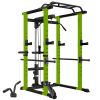 160lb Green Home Gym Set Multi-functional Power Cage, Home Adjustable Pullup Squat Rack 1000Lbs Capacity Comprehensive Fitness Barbell Rack