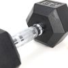 25LB×2piece HDRS Rubber Coated Solid Cast Iron Dumbbell with Contoured Chrome Handle, Hexagon Head