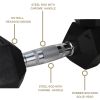 25LB×1piece HDRS Rubber Coated Solid Cast Iron Dumbbell with Contoured Chrome Handle, Hexagon Head