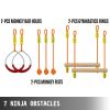 VEVOR Ninja Warrior Obstacle Course for Kids, 36FT Ninja Line Slackline with Gym Rings, Monkey Bars, Rope Knots