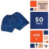 Disposable Exam Shorts Pack of 50 Adult SMS 35 GSM Shorts Large Dark Blue Boxers with 1" Wide Elastic Waist Non-sterile Breathable Unisex Briefs for S