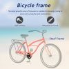 Multifunction 26 Inch Single Speed Bike, Steel Frame, Upright Comfortable Seat, Rear Roller Coaster Brakes, Multi-function Rear Shelf, Multicolor