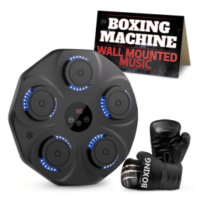 Music Boxing Machine For Adults Durable Wall Mounted Bluetooth Music Punching Machine With 9 (Color: Black)