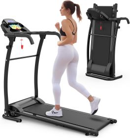 Walking Pad With Handle Bar, Foldable Treadmill 2.5HP Treadmill Under Desk 300 Lbs Capacity 2-in-1 Walking Treadmill Pad With Remote Controller For Ho (Color: Black)