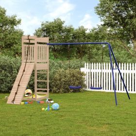 Outdoor Playset Solid Wood Pine (Color: brown)