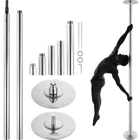 VEVOR Professional Dancing Pole, Spinning Static Dancing Pole Kit, Portable Removable Pole, 45mm Heavy-Duty Stainless Steel Pole (Length Range: 86-104 inches, Steel Pipe Color: Silver)