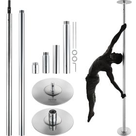 VEVOR Professional Dancing Pole, Spinning Static Dancing Pole Kit, Portable Removable Pole, 45mm Heavy-Duty Stainless Steel Pole (Length Range: 82-108 inches, Steel Pipe Color: Silver)