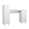 VEVOR Manicure Table, Glass Top Nail Desk, Makeup Dressing Nail Station with Storage Cabinets