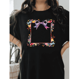 Casual Women's Cotton T-Shirt with Bow Detail - Trendy and Comfortable for Every Season (Style: 179)