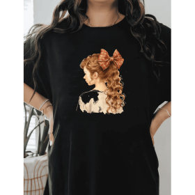 Casual Women's Cotton T-Shirt with Bow Detail - Trendy and Comfortable for Every Season (Style: 450)