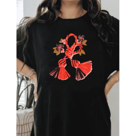 Casual Women's Cotton T-Shirt with Bow Detail - Trendy and Comfortable for Every Season (Style: 438)