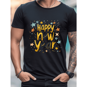 2025 New Year Cotton T-Shirt for Men - Stylish & Comfortable Short Sleeve Tee for All Seasons (Style: 19)