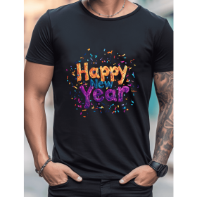 2025 New Year Cotton T-Shirt for Men - Stylish & Comfortable Short Sleeve Tee for All Seasons (Style: 1)