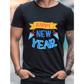 2025 New Year Cotton T-Shirt for Men - Stylish & Comfortable Short Sleeve Tee for All Seasons (Style: 12)