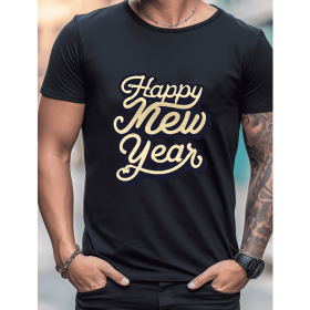 2025 New Year Cotton T-Shirt for Men - Stylish & Comfortable Short Sleeve Tee for All Seasons (Style: 39)