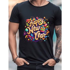 2025 New Year Cotton T-Shirt for Men - Stylish & Comfortable Short Sleeve Tee for All Seasons (Style: 45)