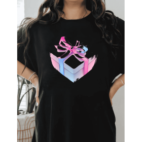 Casual Women's Cotton T-Shirt with Bow Detail - Trendy and Comfortable for Every Season (Style: 484)