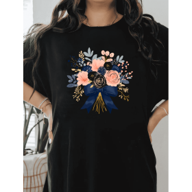 Casual Women's Cotton T-Shirt with Bow Detail - Trendy and Comfortable for Every Season (Style: 492)