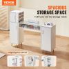 VEVOR Manicure Table, Glass Top Nail Desk, Makeup Dressing Nail Station with Storage Cabinets